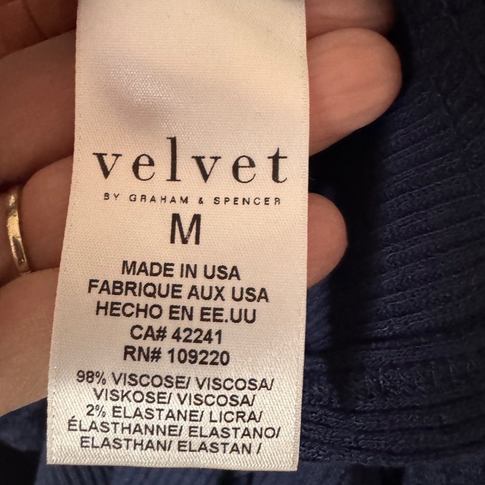 ⭐️NWT Velvet Navy Blue Thermal Waffle Long Sleeve Cardigan Size Medium women’s - Picture 9 of 10